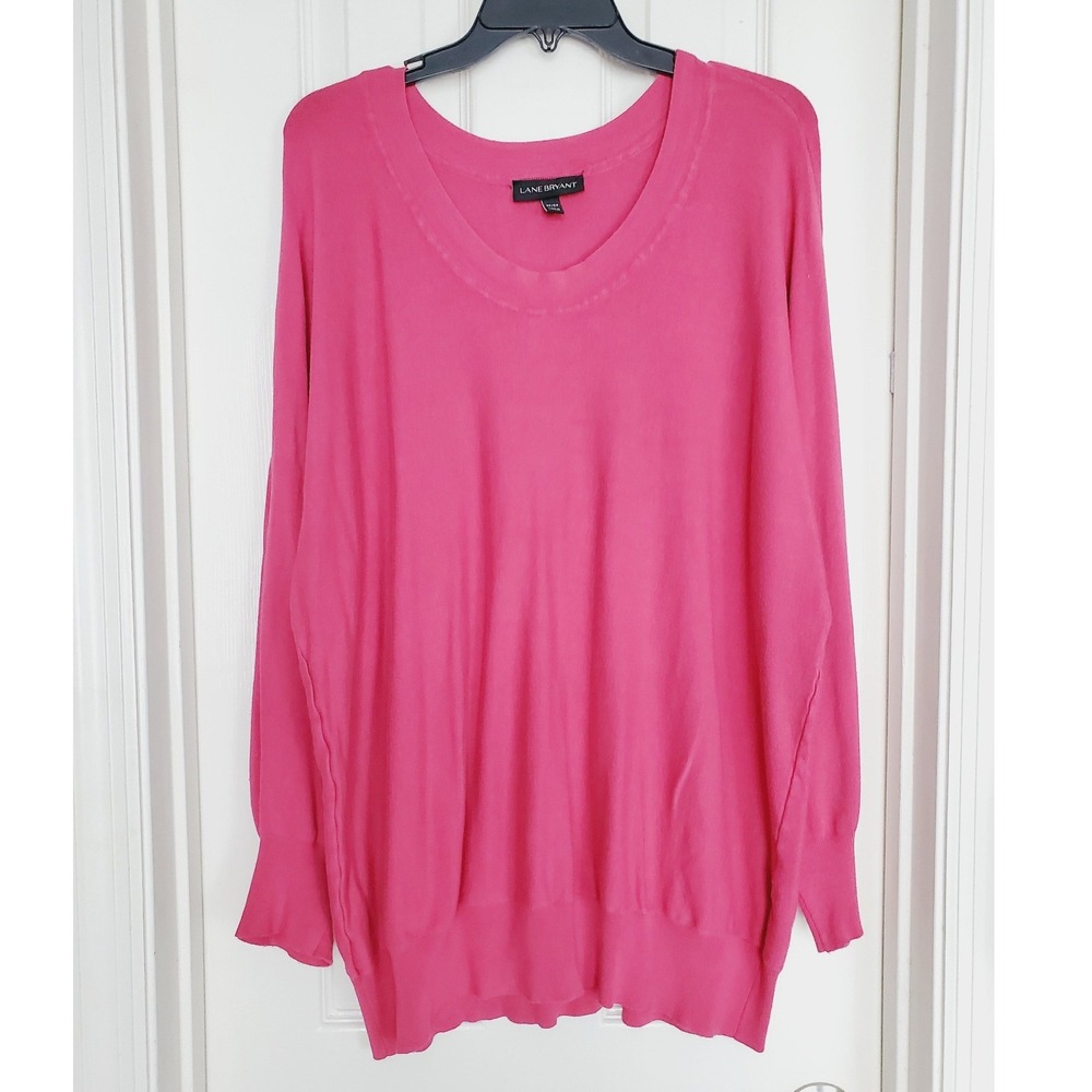 Lane Bryant Sweater Pink Dolman Sleeve Scoop Neck Rayon Blend Plus Size 22/24